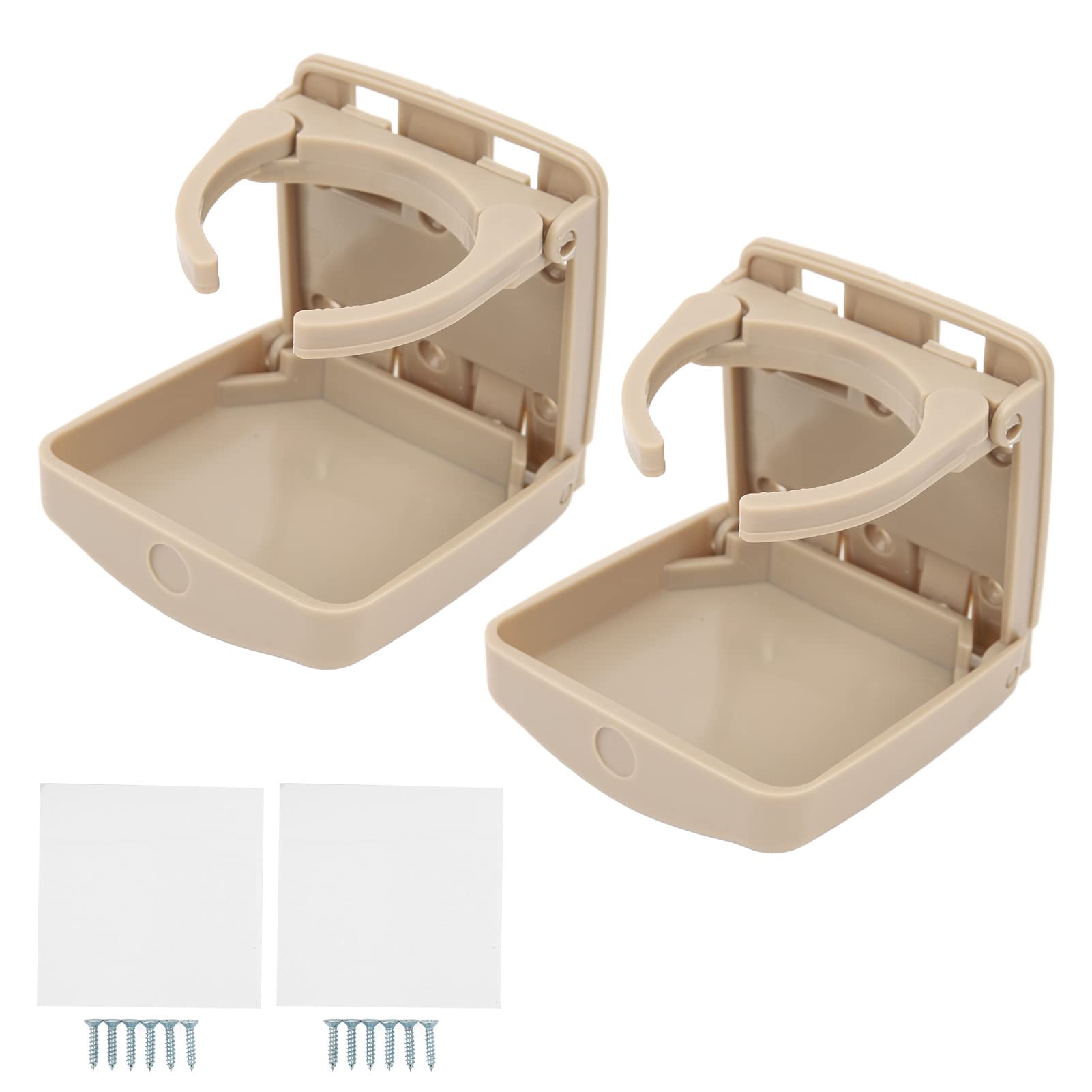 2 Stück Verstellbarer, zusammenklappbarer Getränkehalter, zusammenklappbarer Auto-Getränkehalter, Auto-Wasserflaschenhalter, Wand-Getränkehalter, mit Schrauben, für LKW, (Beige) HF-PAB von Zoeyilan