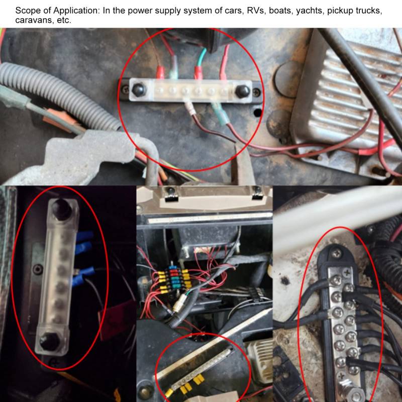 2-teiliger Stromverteilungsblock, Sammelschienen-Anschlussblock, Sammelschienen-Stromverteilungs-Anschlussblock, 12-48 V 150 A zweireihiger -Anschluss, für Automobil-Marineboote von Zoeyilan