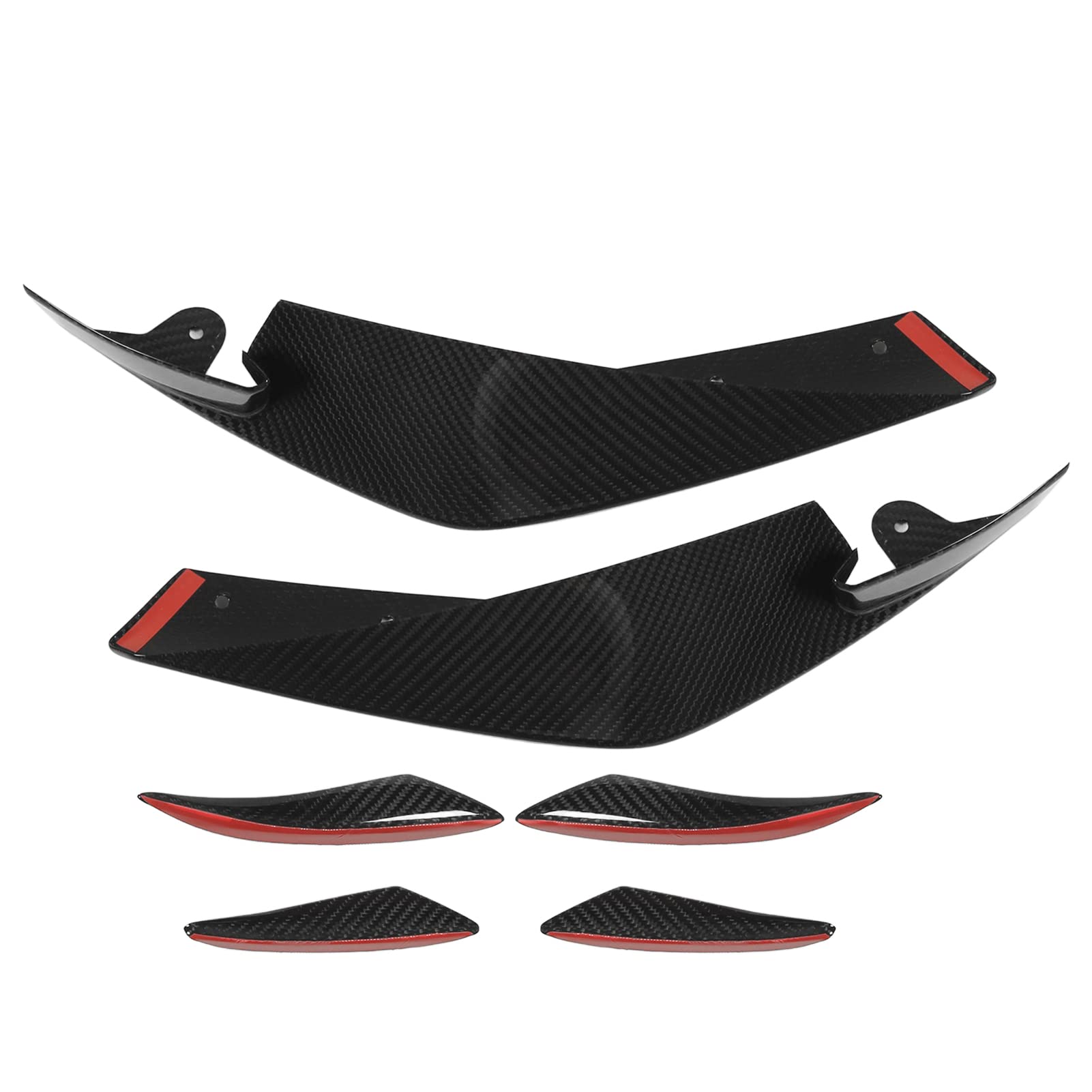 6-teiliges Auto-Spoiler-Canards-Kit, universeller Auto-Frontstoßstangen-Lippensplitter, Karosserie-Antikollisionsdiffusor, Kohlefaser, Mehrzweck, für M3 M4 G80 G82 ab 2020 von Zoeyilan