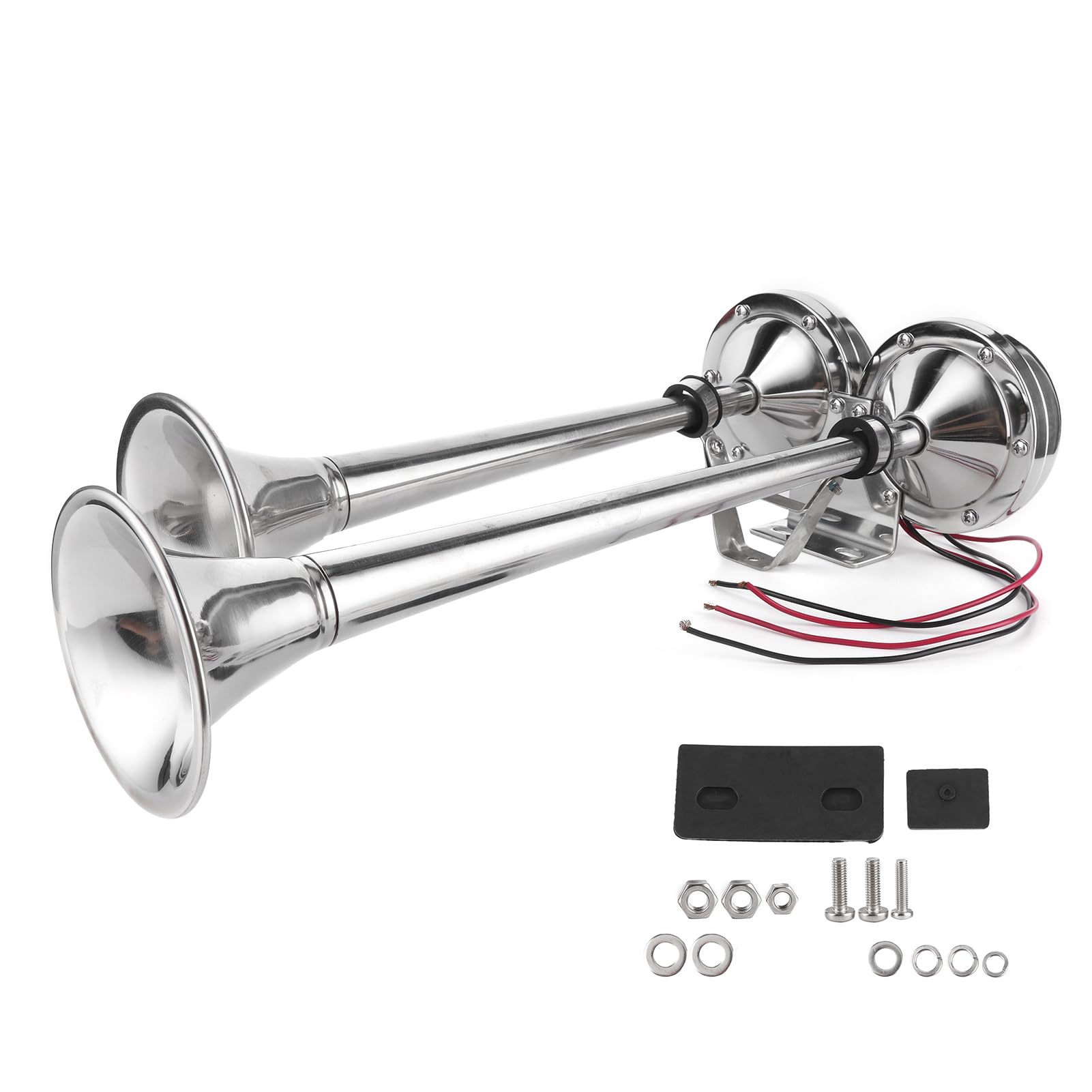 Zohisin rostfreies Horn 49. 0×22. 0×13. 0 125 dB Trompete 12 V kleines Edelstahlhorn Marinequalität 380 Hz Bootstrompete robust und robust von Zohisin