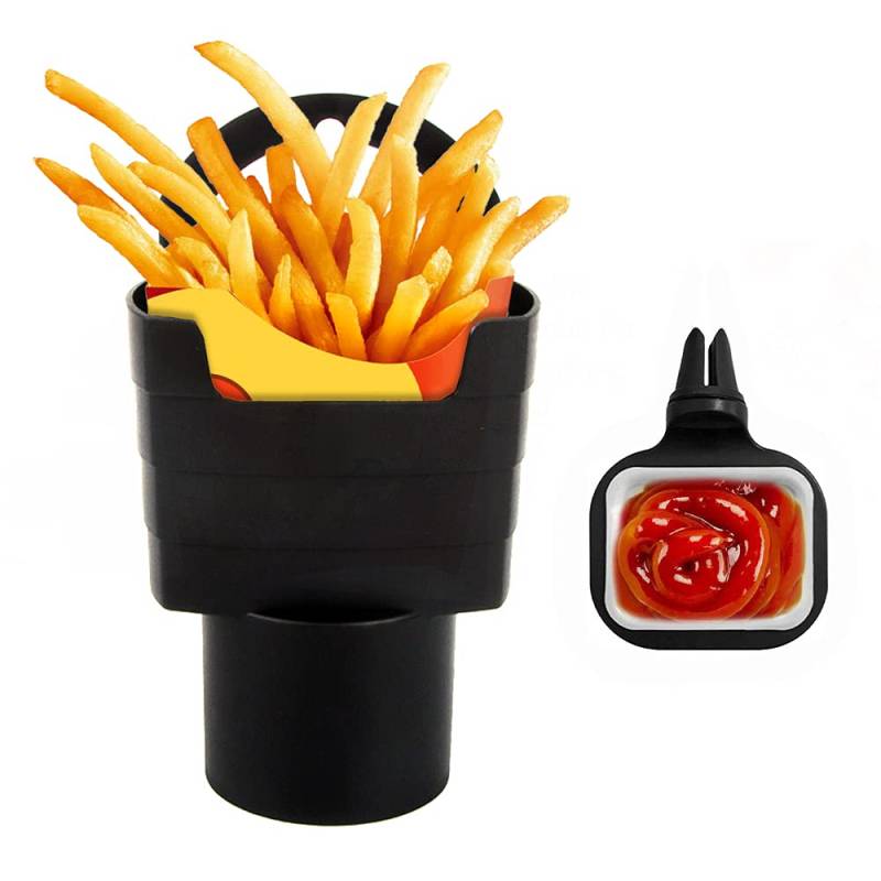 ZoneYan Pommes Halter, Pommes-Gestell, Pommes im Auto, Pommes Frites Kunststoff Ständer Halter, Pommesständer, Tragbarer Pommes-Becherhalter im Auto, Saucenhalter im Auto*1, Pommes-Becherhalter*1 von ZoneYan