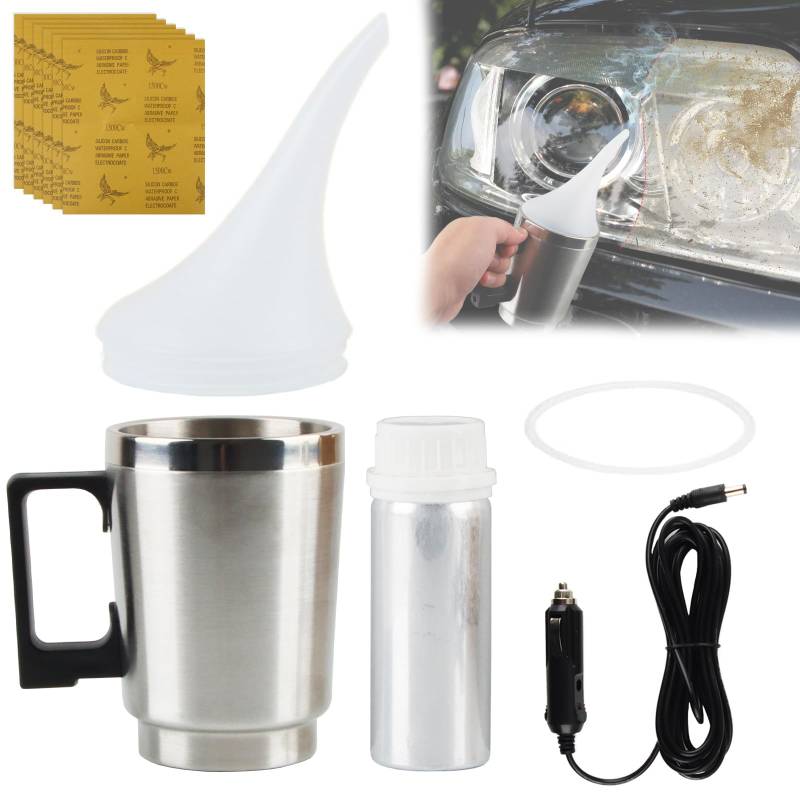 ZoneYan Scheinwerfer Aufbereitungs-Set, Scheinwerfer Reparatur-Set mit 50 ml Reparaturflüssigkeit, Headlight Repair Kit für Scheinwerfervergilbung, Oxidation, Dunst, Kratzer von ZoneYan