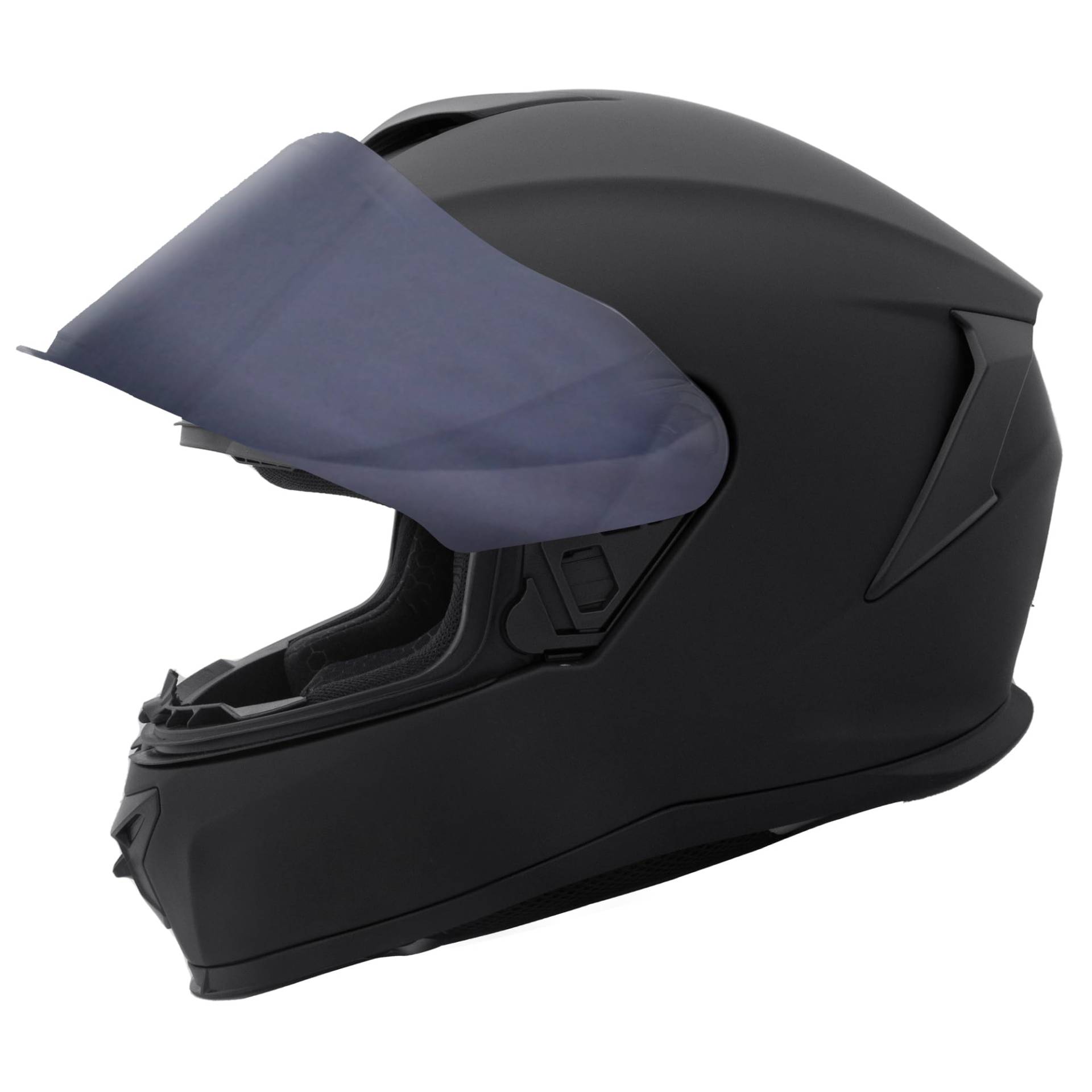 Zorax Falcon Mattschwarz L (59–60 cm) Integral-Motorradhelm, ECE 22.06 zugelassen + Zusätzliches Dunkles Rauch Visier von Zorax