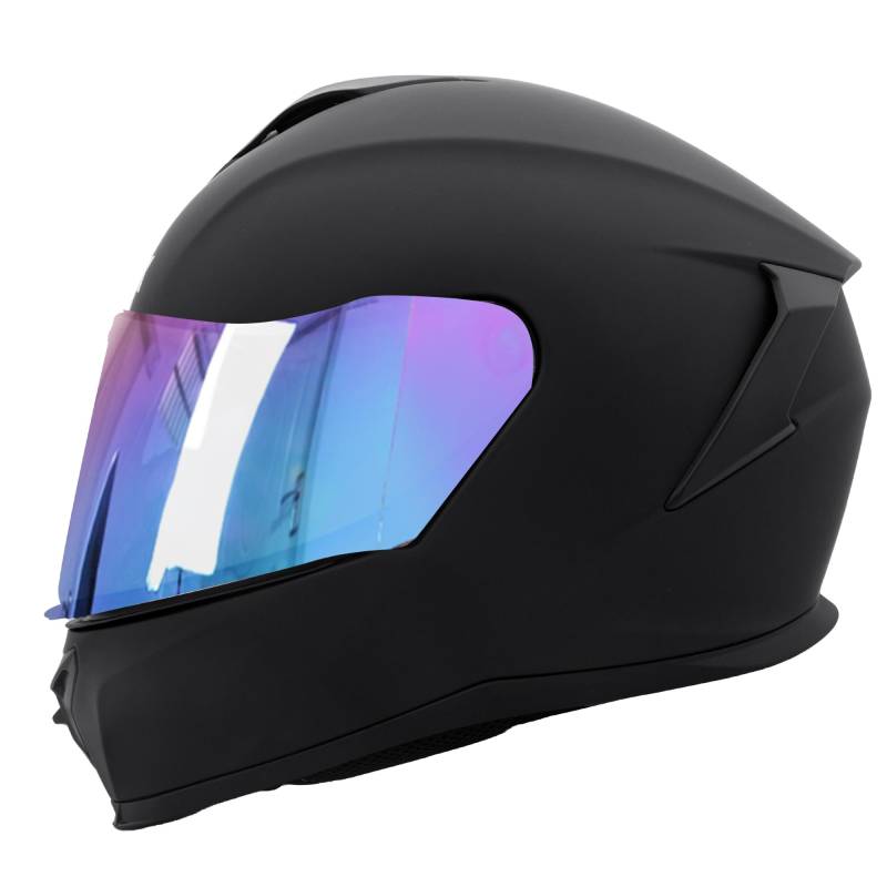 Zorax Falcon Mattschwarz XL (61–62 cm) Integral-Motorradhelm, ECE 22.06 zugelassen + Zusätzliches Iridium-Visier von Zorax