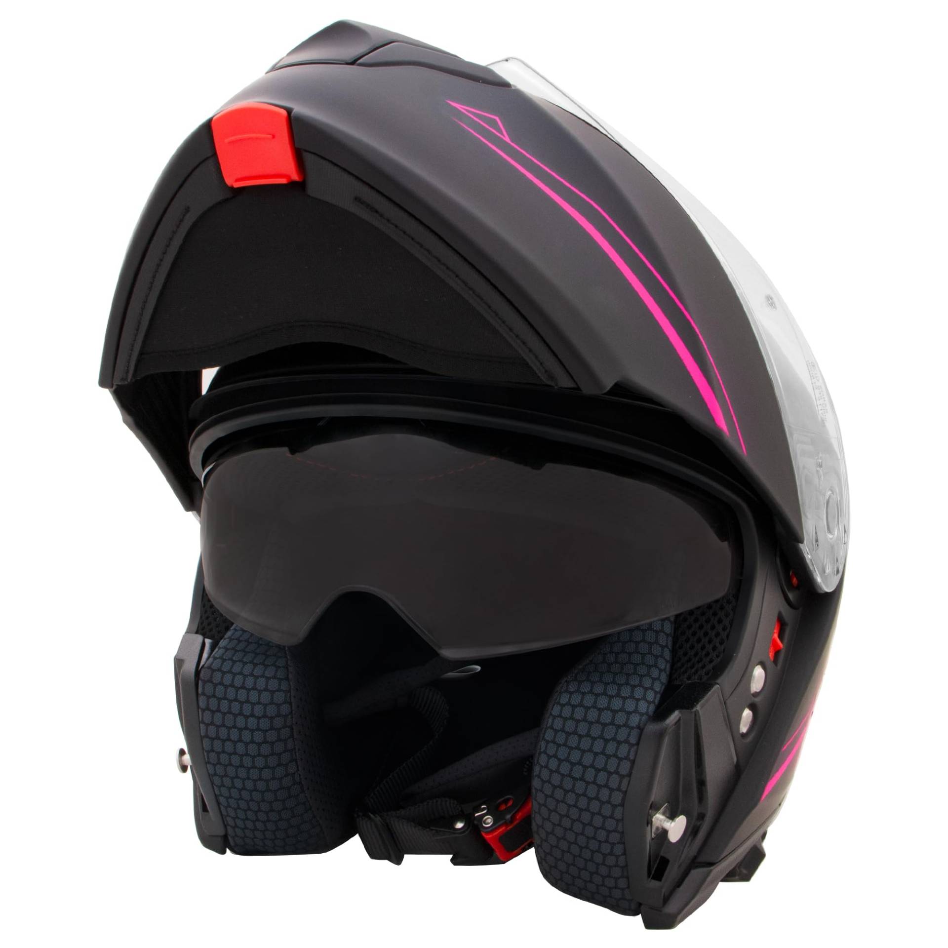 Zorax Matt Schwarz/Rose L (59-60cm) Klapphelm Integralhelm mit Doppelvisier Motorradhelm Damen und Herren ECE 2206 Genehmigt von Zorax