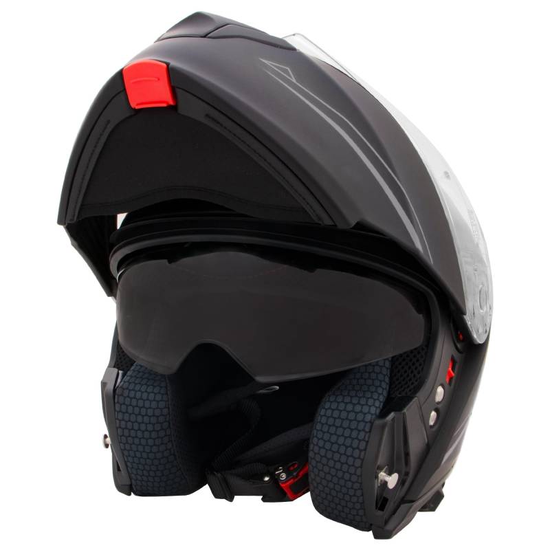 Zorax Matt Schwarz/Silber L (59-60cm) Klapphelm Integralhelm mit Doppelvisier Motorradhelm Damen und Herren ECE 2206 Genehmigt von Zorax