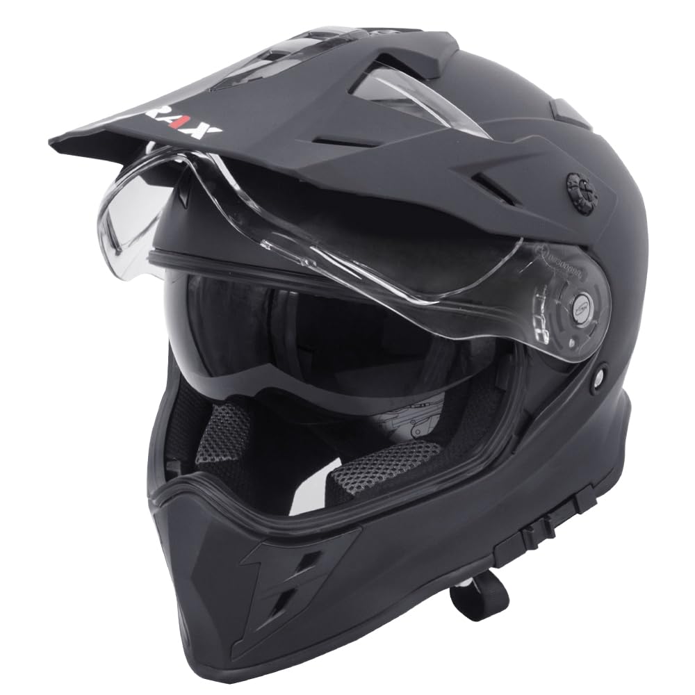 Zorax Matt Schwarz M (57-58cm) ZOR-X327 Dual Sport Doppelvisier Motorrad Motocross Helm MX Quad ATV Enduro Sturzhelm ECE 22.06 Zertifiziert von Zorax