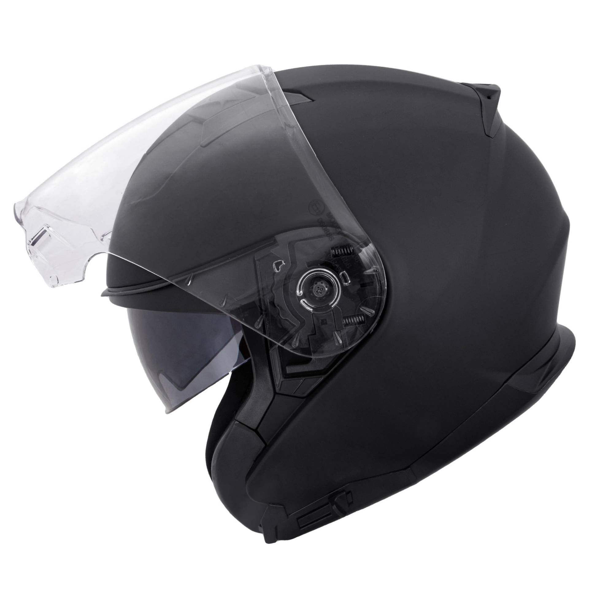 Zorax Matt Schwarz S (55-56cm) ZOR-602 Offenes Gesicht Jethelme mit Doppelvisier Motorradhelm Damen und Herren ECE 2206 Genehmigt von Zorax