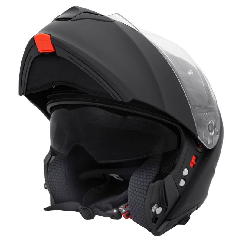 Zorax Mattschwarz L (59-60cm) Klapphelm Integralhelm mit Doppelvisier Motorradhelm Damen und Herren ECE 2206 Genehmigt von Zorax