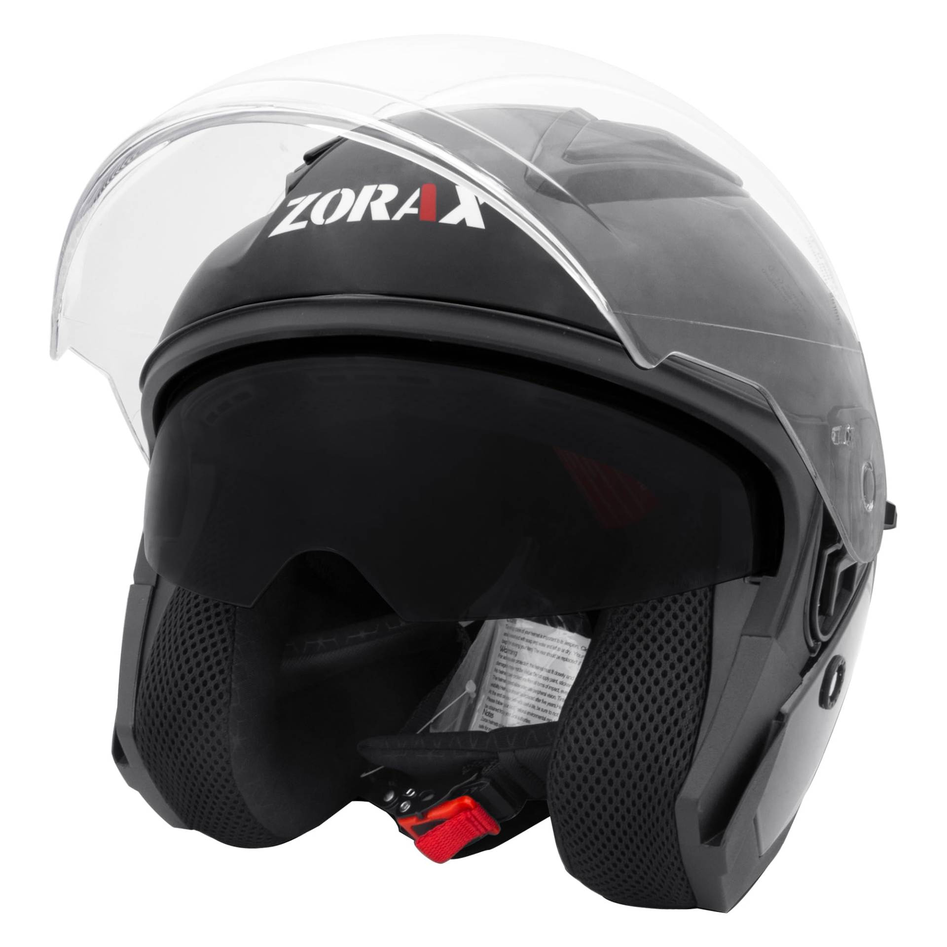 Zorax Schwarz Glänzend XXXL (65-66cm) ZOR-608 Offenes Gesicht Jethelme mit Doppelvisier Motorradhelm Damen und Herren ECE 2206 Genehmigt von Zorax