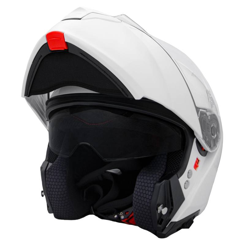 Zorax Weiß L (59-60cm) Klapphelm Integralhelm mit Doppelvisier Motorradhelm Damen und Herren ECE 2206 Genehmigt von Zorax