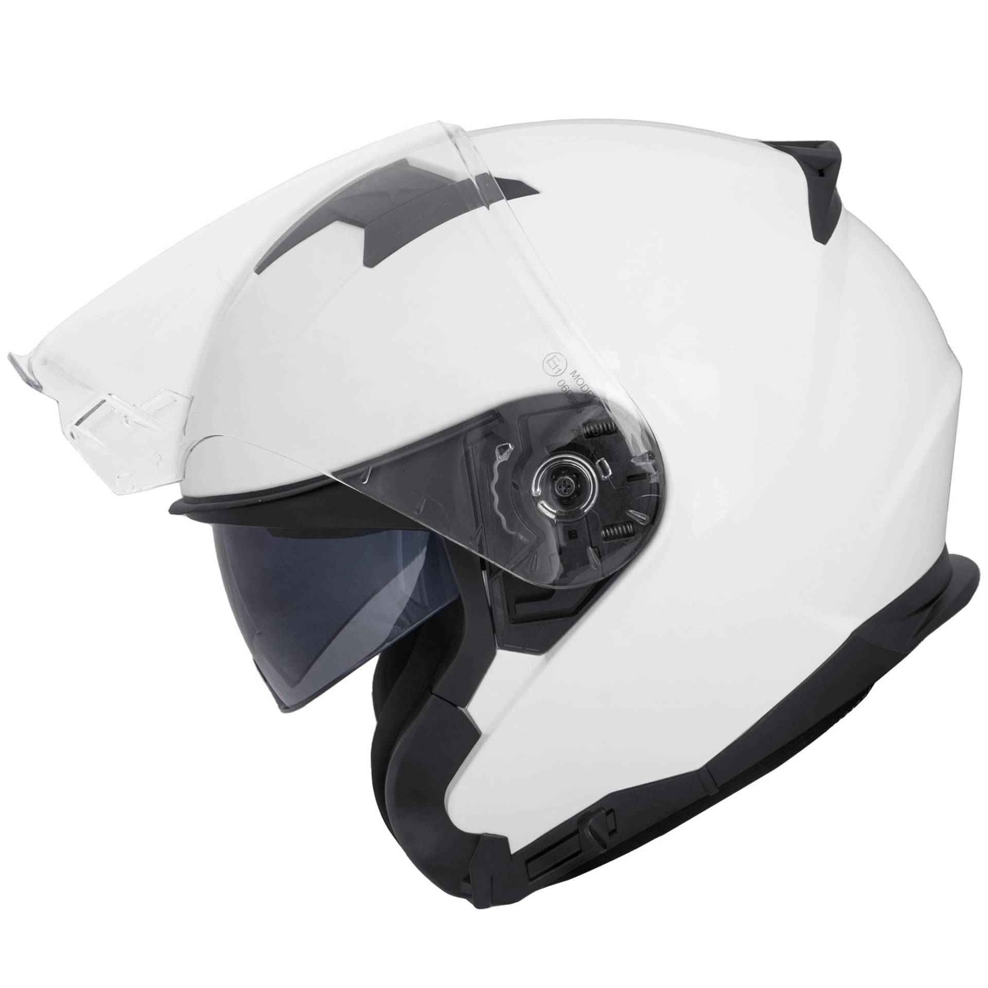 Zorax Weiß L (59-60cm) ZOR-602 Offenes Gesicht Jethelme mit Doppelvisier Motorradhelm Damen und Herren ECE 2206 Genehmigt von Zorax