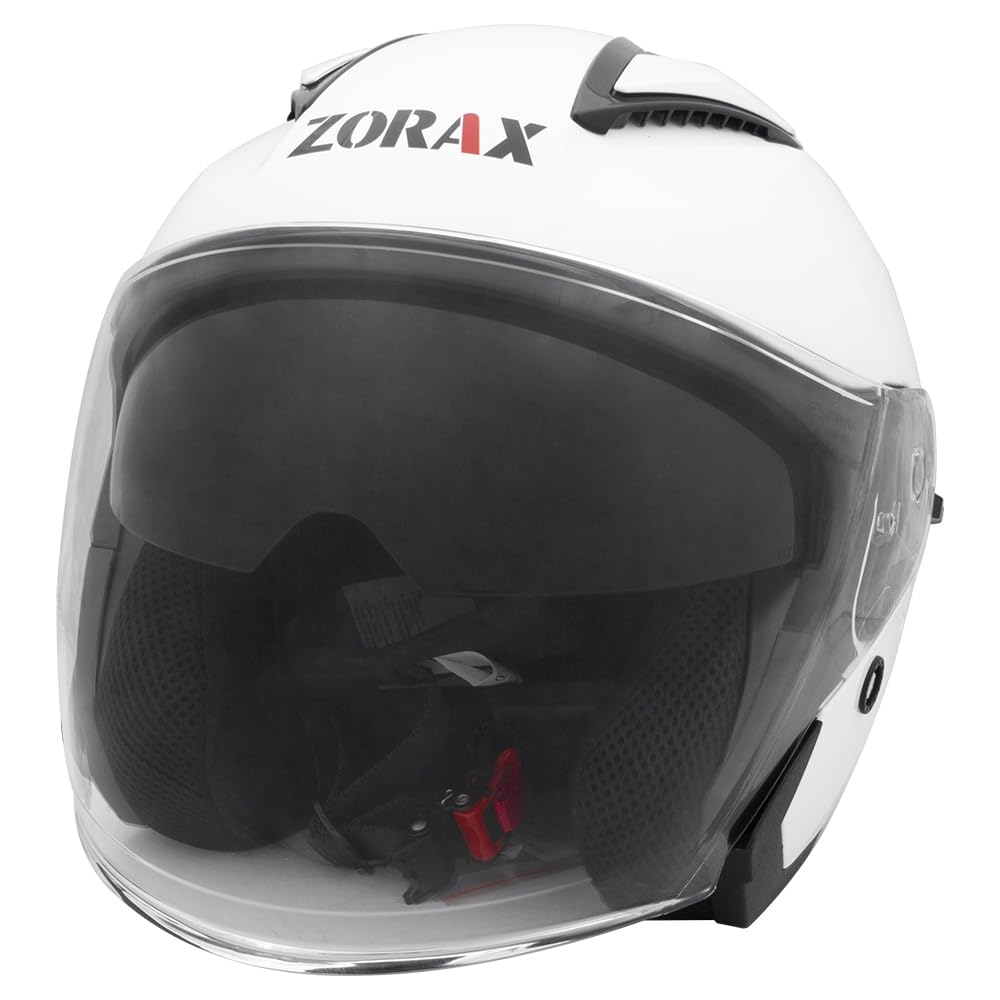 Zorax Weiß XXL (63-64cm) ZOR-608 Offenes Gesicht Jethelme mit Doppelvisier Motorradhelm Damen und Herren ECE 2206 Genehmigt von Zorax