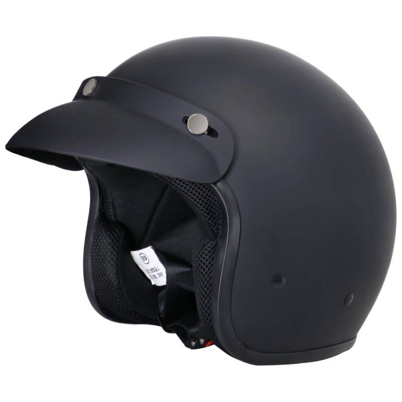 Zorax ZOR-604 Mattschwarz M (57-58cm) Offenes Gesicht Motorradhelm Jethelm Damen und Herren Rollerhelm ECE 2206 Genehmigt von Zorax