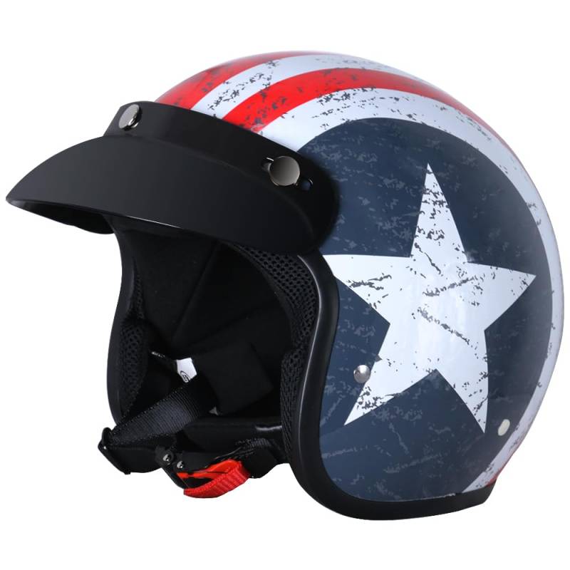 Zorax ZOR-604 USA XL (61-62cm) Offenes Gesicht Motorradhelm Jethelm Damen und Herren Rollerhelm ECE 2206 Genehmigt von Zorax