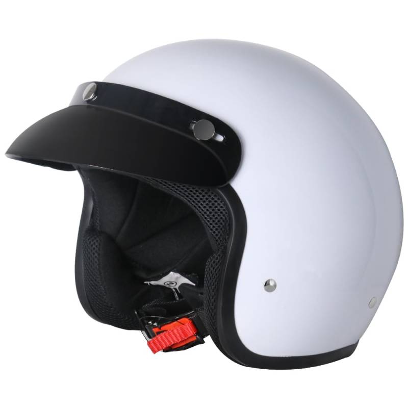 Zorax ZOR-604 Weiß M (57-58cm) Offenes Gesicht Motorradhelm Jethelm Damen und Herren Rollerhelm ECE 2206 Genehmigt von Zorax