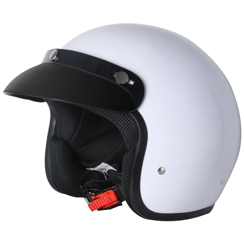 Zorax ZOR-604 WeißXL (61-62cm) Offenes Gesicht Motorradhelm Jethelm Damen und Herren Rollerhelm ECE 2206 Genehmigt von Zorax