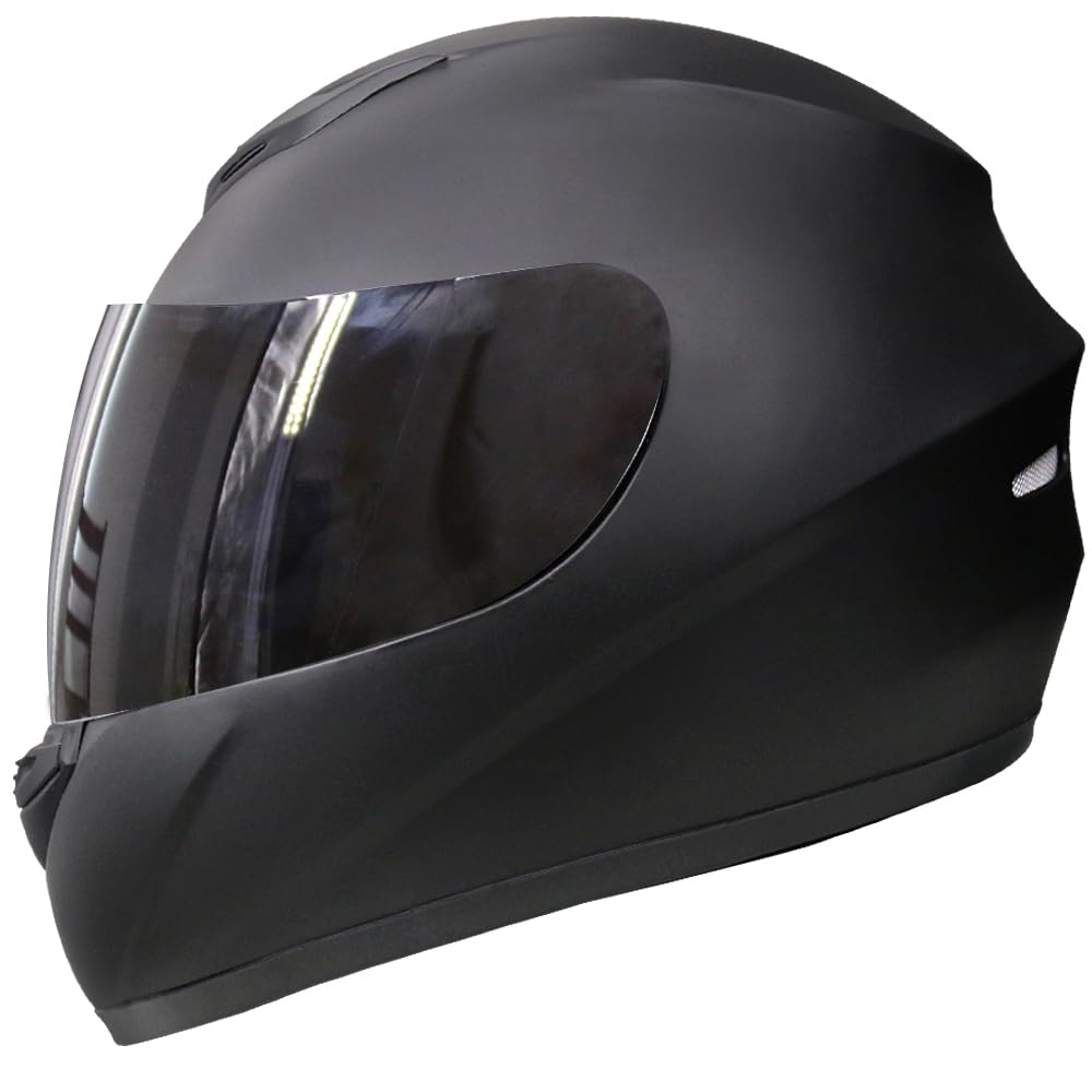 Zorax ZOR-819 Mattschwarz L (59–60 cm) Integral-Motorradhelm mit Straßenzulassung ECE 2206 + Dunkles Rauchvisier von Zorax