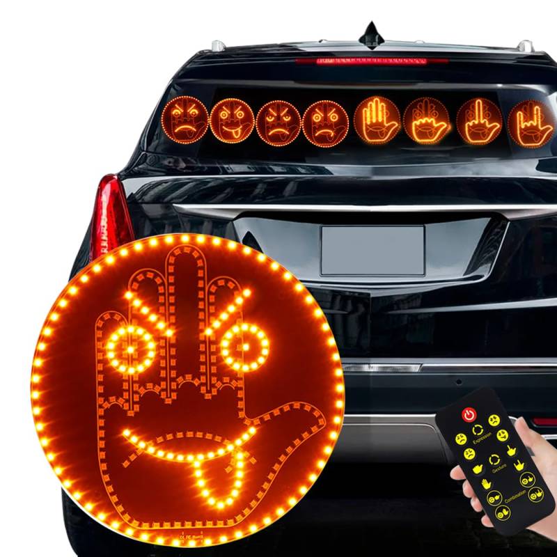 Auto Finger Licht und Ausdruck Licht,Auto Geste Licht, um Sich auszudrücken,Hand Geste Licht für Auto,Lustige Geste Finger Licht LED Auto Heckscheibe Zeichen,2 in 1 Auto Ausdruck Geste Lichter von Zosppei