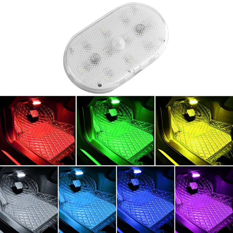 Zosppei Upgraded Version Auto Led Lichter Innen,7-Farben-Ambiente-Beleuchtung Auto-Innenraum, USB wiederaufladbare Auto-Innenraum-Leselicht, tragbare Auto-LED-Leuchten, Auto-Sensor-Leuchten für Auto von Zosppei