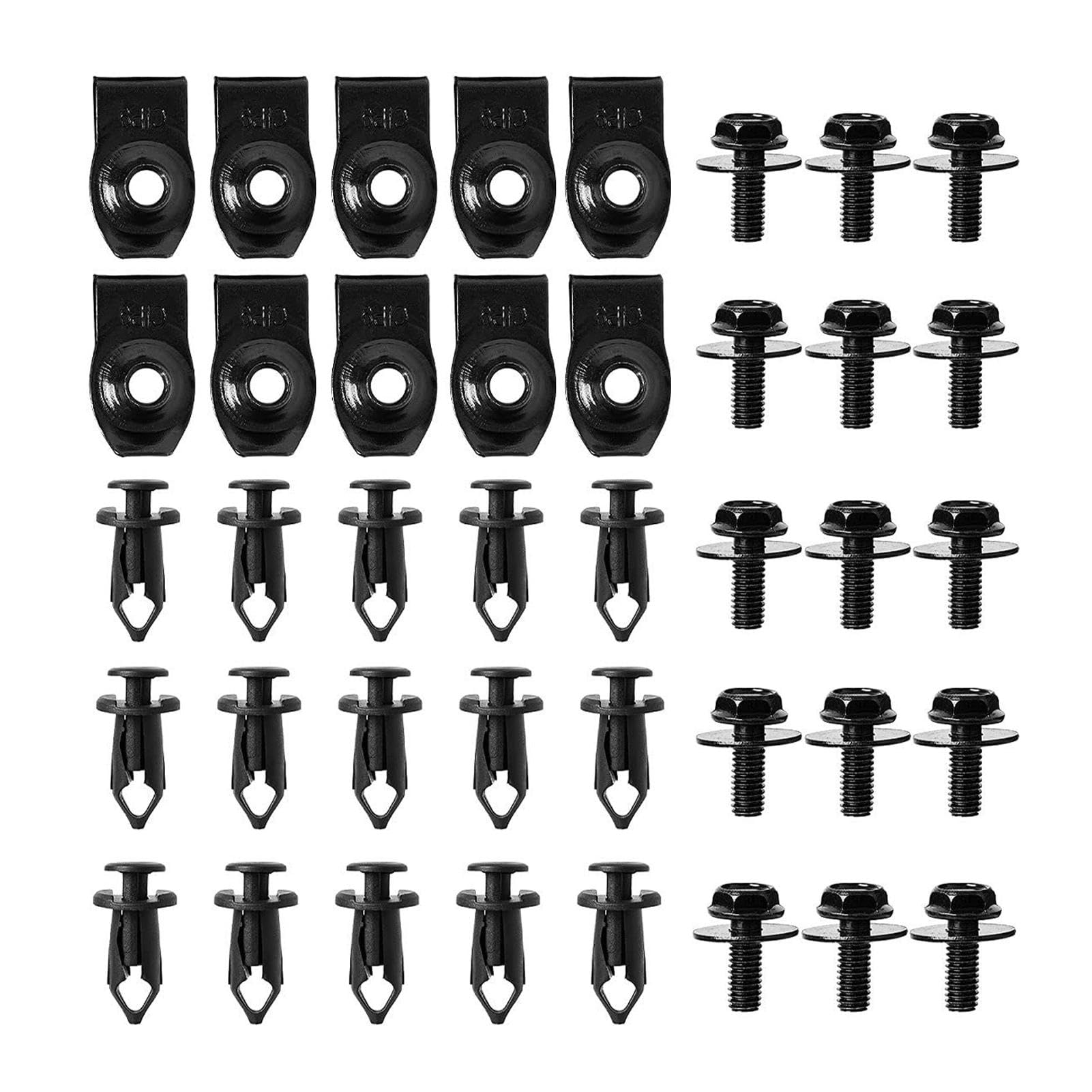 Karosserieschrauben und U-Mutter-Clips, Push-Type-Halteclip-Set, Stoßstangenschutz-Halteklammern, Kfz-Hardware-Stoßstangenclips, U-Mutter-Clips für Autos, Karosserieschrauben-Set von Zqkimzi