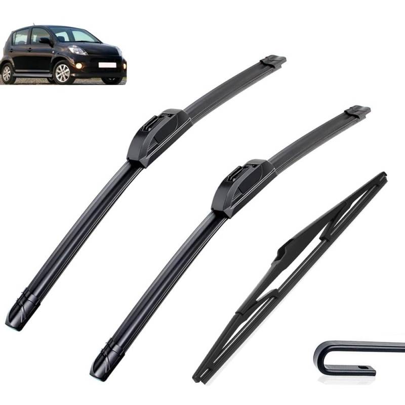 Auto-Scheibenwischer-Set für Daihatsu Sirion MK2 2005–2012,Vorne + Hinten Wischer Klingen,Das Material ist langlebig und die Fenster sind sauber von Zqxltsy