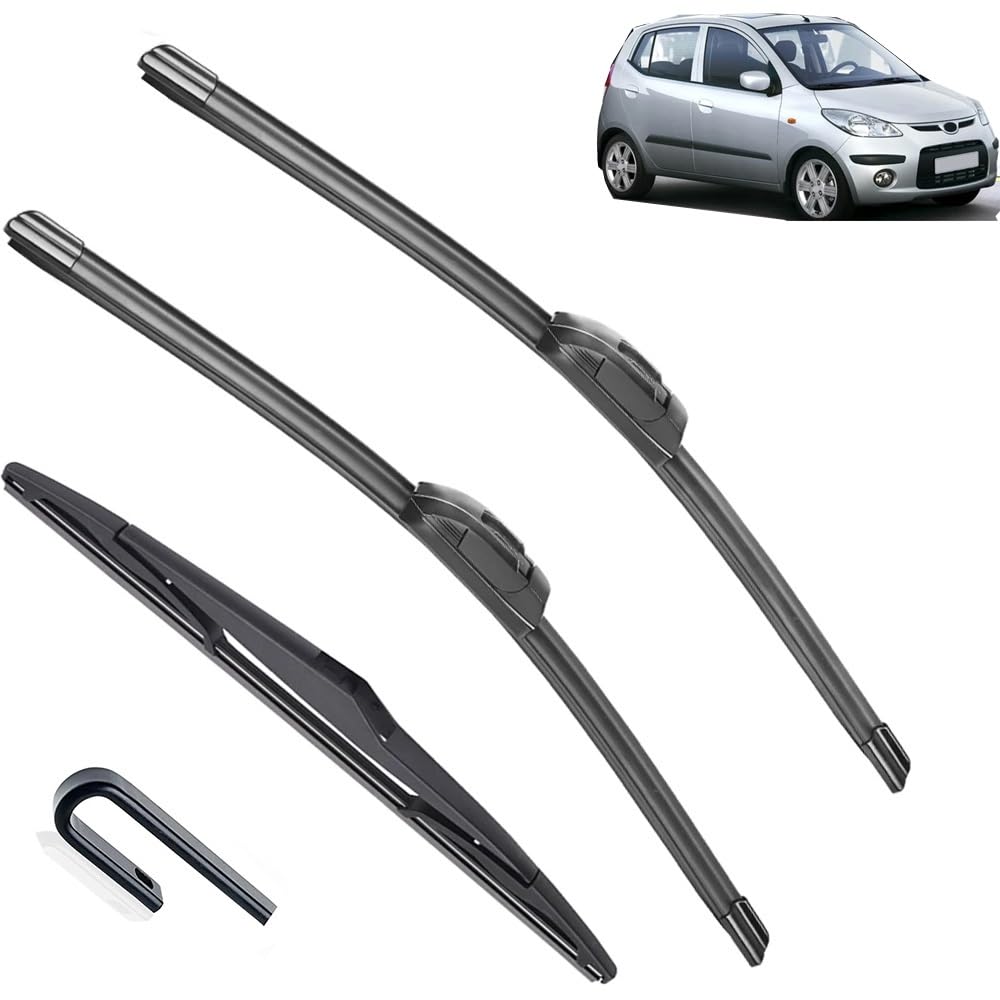 Auto-Scheibenwischer-Set für Hyundai I10 MK 1 2007–2013,Vorne + Hinten Wischer Klingen,Das Material ist langlebig und die Fenster sind sauber von Zqxltsy