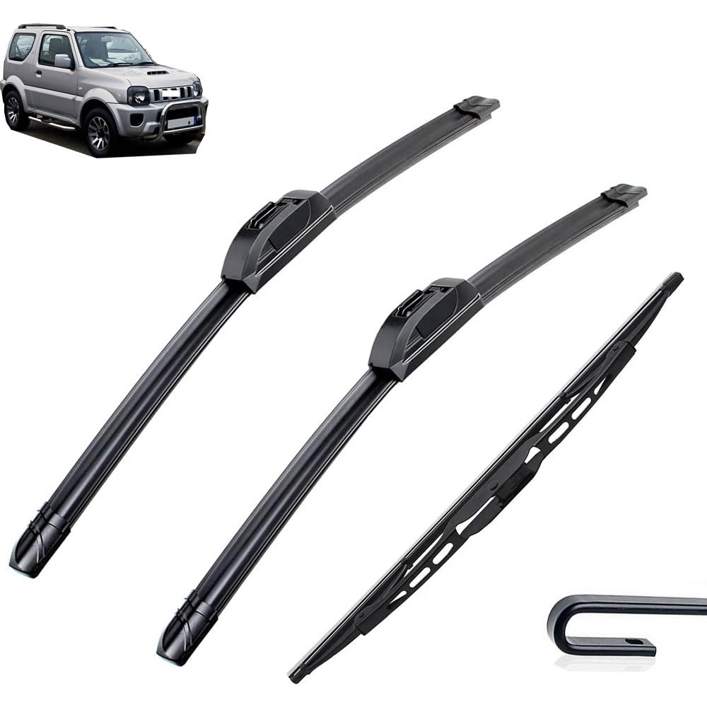 Auto-Scheibenwischer-Set für Suzuki Jimny MK3 1998–2018,Vorne + Hinten Wischer Klingen,Das Material ist langlebig und die Fenster sind sauber von Zqxltsy