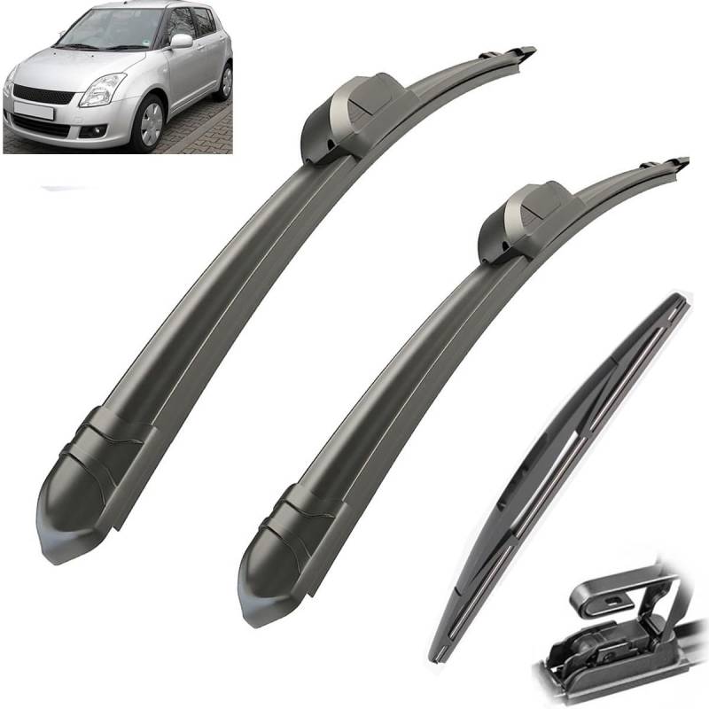 Auto-Scheibenwischer-Set für Suzuki Swift Schrägheck 2004–2010,Vorne + Hinten Wischer Klingen,Das Material ist langlebig und die Fenster sind sauber von Zqxltsy