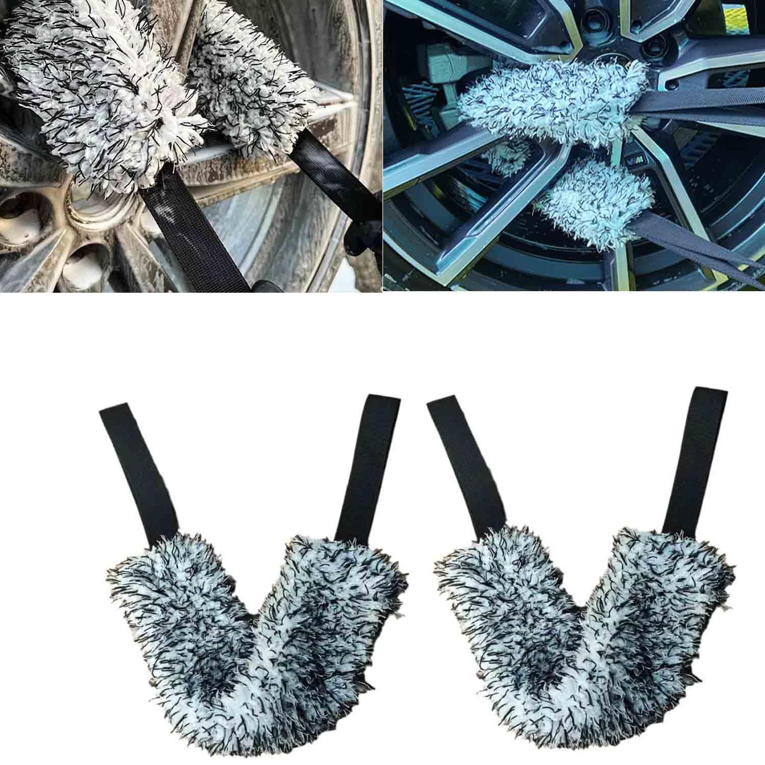 2PCS Microfiber Multi-Use Cleaning Tool - Crevice Cleaning Brush, Multifunctional Cleaning Brush Tool for Car Wheel, New Multifunctional Cleaning Brush Tool (Black) von Zrfjfgksw