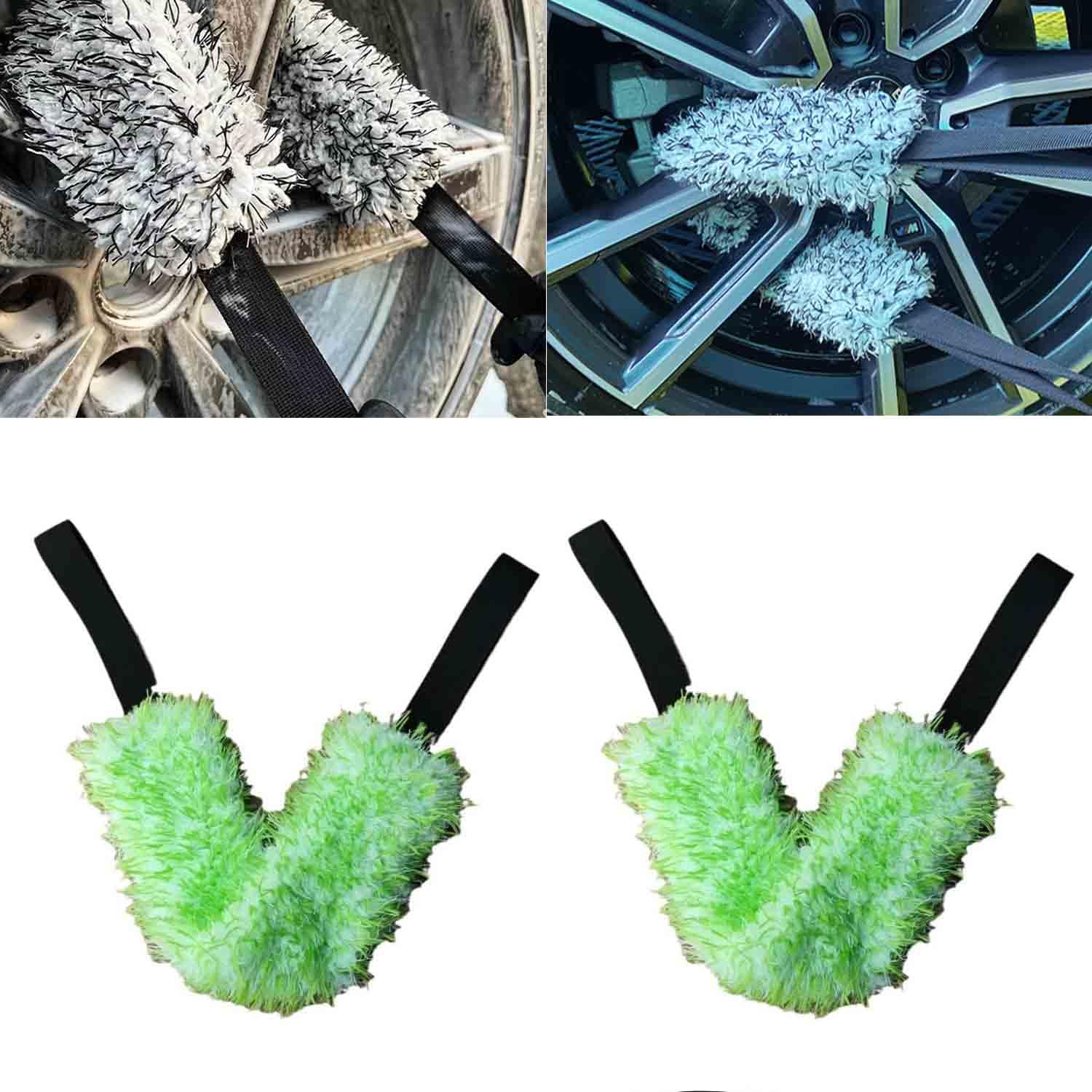 2PCS Microfiber Multi-Use Cleaning Tool - Crevice Cleaning Brush, Multifunctional Cleaning Brush Tool for Car Wheel, New Multifunctional Cleaning Brush Tool (Green) von Zrfjfgksw