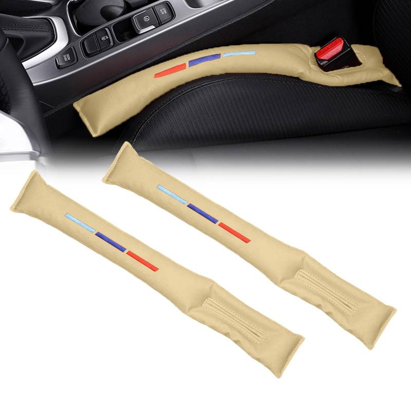 Zueyen 2 PCS Auto Seat Gap Füller Set, PU Faux Leder Auto Seat Spalt Füller, Auto Zubehör Innenraum, Universal Zubehör Soft Pad für Auto Seat (Beige) von Zueyen