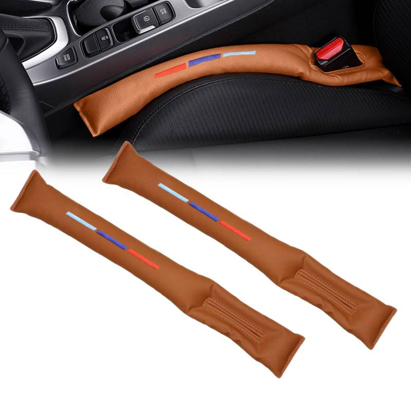 Zueyen 2 PCS Auto Seat Gap Füller Set, PU Faux Leder Auto Seat Spalt Füller, Auto Zubehör Innenraum, Universal Zubehör Soft Pad für Auto Seat (braun) von Zueyen