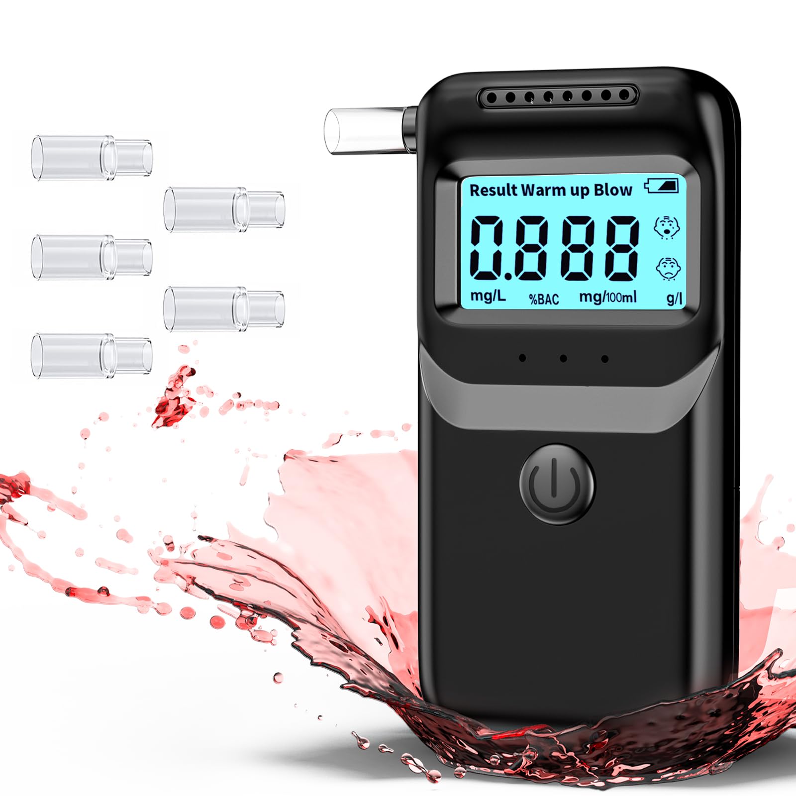 Alkoholtester Polizeigenau, Hochpräziser Promillemessgerät mit Digitalem Farbigem LCD Anzeige mit 5 Mundstücken für Alkoholtester Privaten Professionellen Gebrauch zu Hause Schnell/PräZise/Portabel von ZukQvrivelig