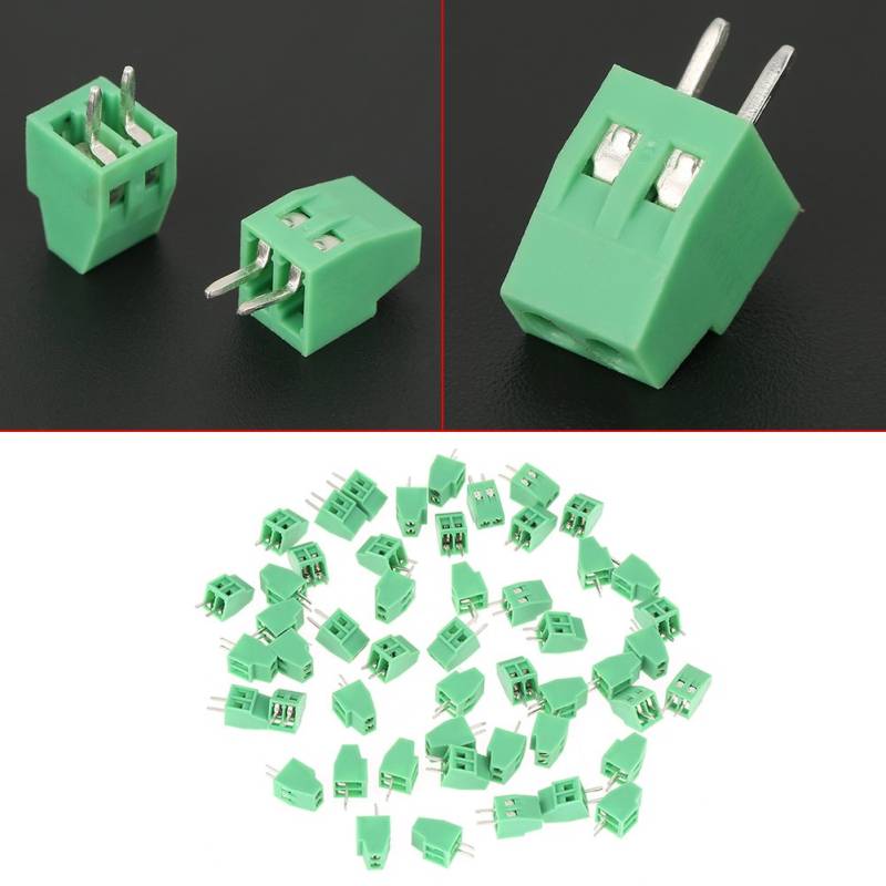 Anschlussblockverbinder,Terminal Block Connector 50 teile/satz 2 Pin 2,54mm Pitch Grün PCB Universal Schraubklemmenblock Stecker 2,54 mm Rastermaß Universal PCB für Leiterplattenverdrahtung usw von Zunate