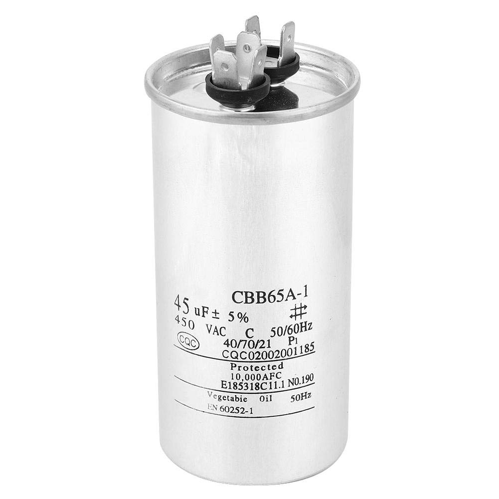 Kondensator,Capacitor CBB65 45UF 450V Kondensator Aluminiumfolie Klimaanlage Kompressor Startkondensator 45UF 450V Aluminiumgehäuse Startkondensator Waschmaschine Kondensator von Zunate