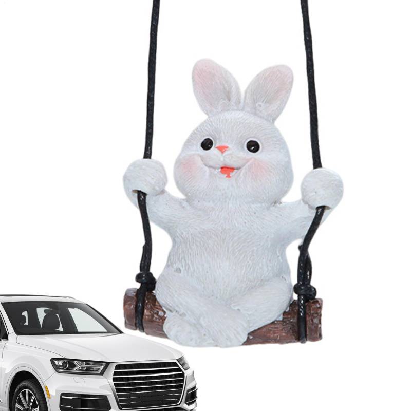 Zunishaone Swing Bunny Auto-Ornament zum Aufhängen, schwingendes Kaninchen-Ornament - Cartoon Auto Anhänger | Ästhetische Auto-Innendekoration, Tierfigur aus Kunstharz für SUV, Limousine, LKW von Zunishaone