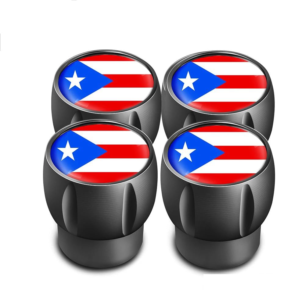 Ventilkappen 4-teiliges Set Reifenventilkappen mit Puerto-Rico-Flagge, universelle Aluminium-Ventilkappen für Autos, LKWs, Fahrräder und Motorräder von Zuphte