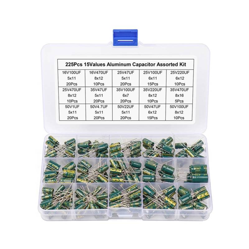 15 Wert 225pcs Aluminium Elektrolytkondensatoren Praktische Fähigkeiten Verbesserungstool Geeignet Für Hauselektronik Und Verwendung von Zxfdsfdbnm