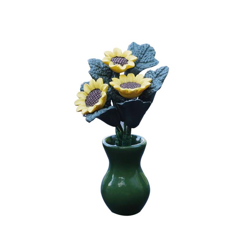 Zxfdsfdbnm Niedliche Sonnenblumen Vasen Figuren Miniatur Anhänger Figuren Auto Armaturenbrett Mittelkonsole Ornamente Geschenk Spielzeug Fahrdekoration von Zxfdsfdbnm