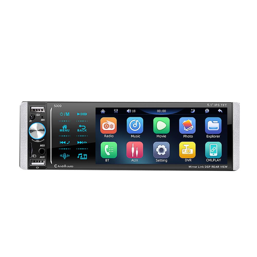 Zyeatary 1Set 5009 Auto-MP5-Player, Autoradio, Multimedia-Player, Touchscreen-Audioempfänger, Metall von Zyeatary