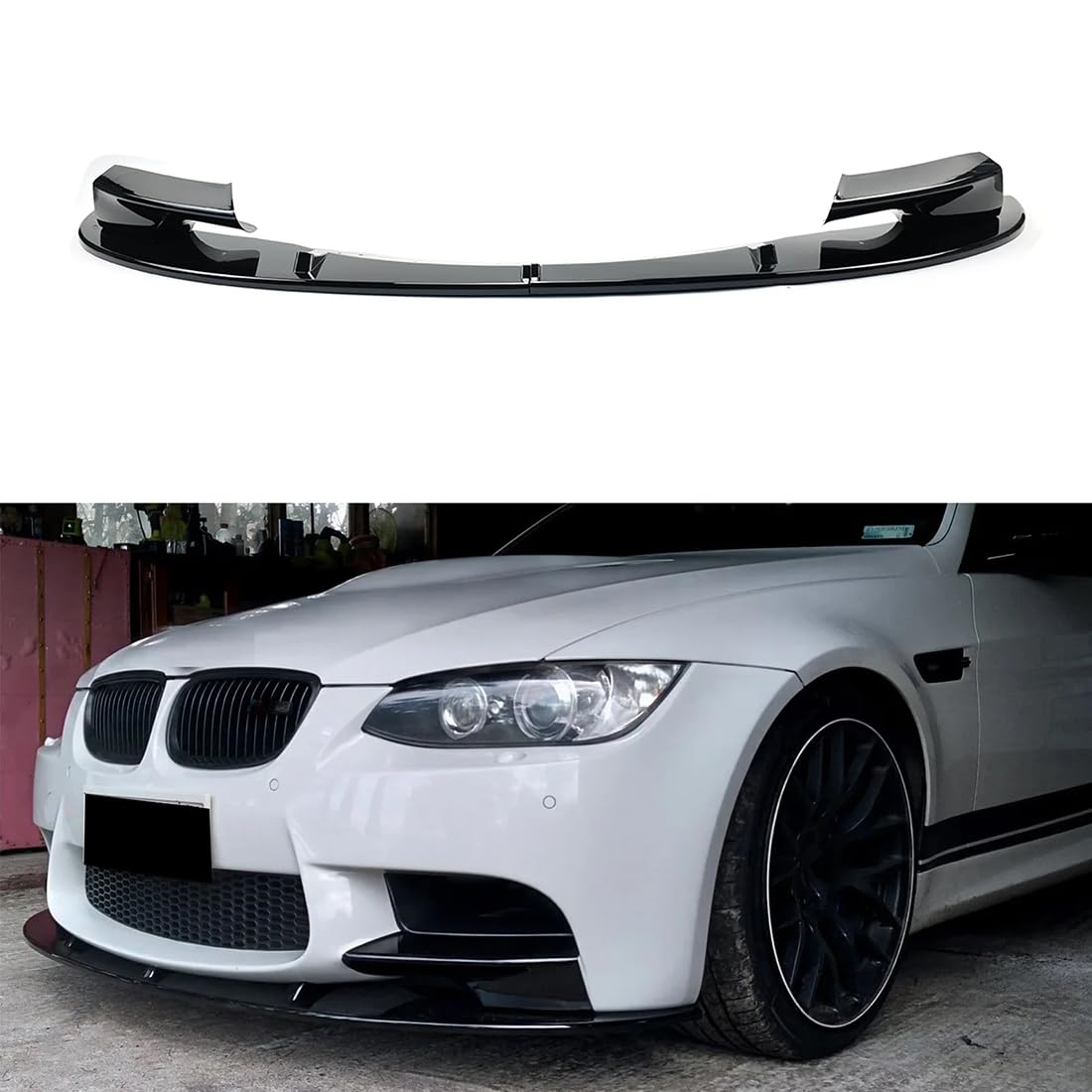 ABS/Auto Front Stoßstange Splitter Lip Diffusor Spoiler für BMW E90 E92 E93 M3 2007-2013,Front Spoiler Body Kit,Gloss Black von Zyfwzc