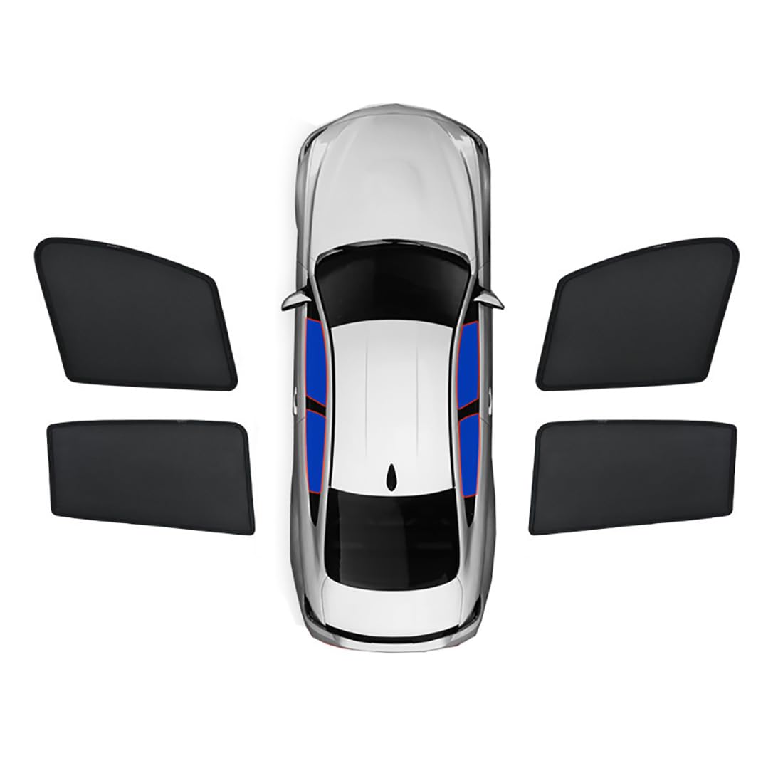 Auto-Sonnenblenden für Citroen C4 Cactus 2015-2024,Sonnenschutz und Wärmedämmung,Seitenfensterblende,Black-Black-2*Front+ 2*Rear Window von Zyfwzc