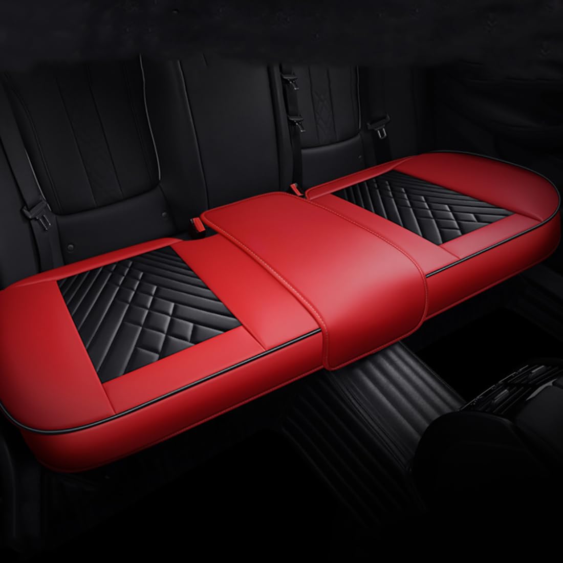 Autositzbezug für Peugeot 206 1998-2013,rutschfestes Sitzpolster,Autositzschoner,Red-Black- 1 Rear seat von Zyfwzc