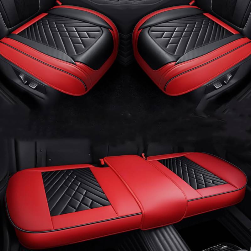 Autositzbezug für Peugeot 206 1998-2013,rutschfestes Sitzpolster,Autositzschoner,Red-Black- Three-Piece Set von Zyfwzc