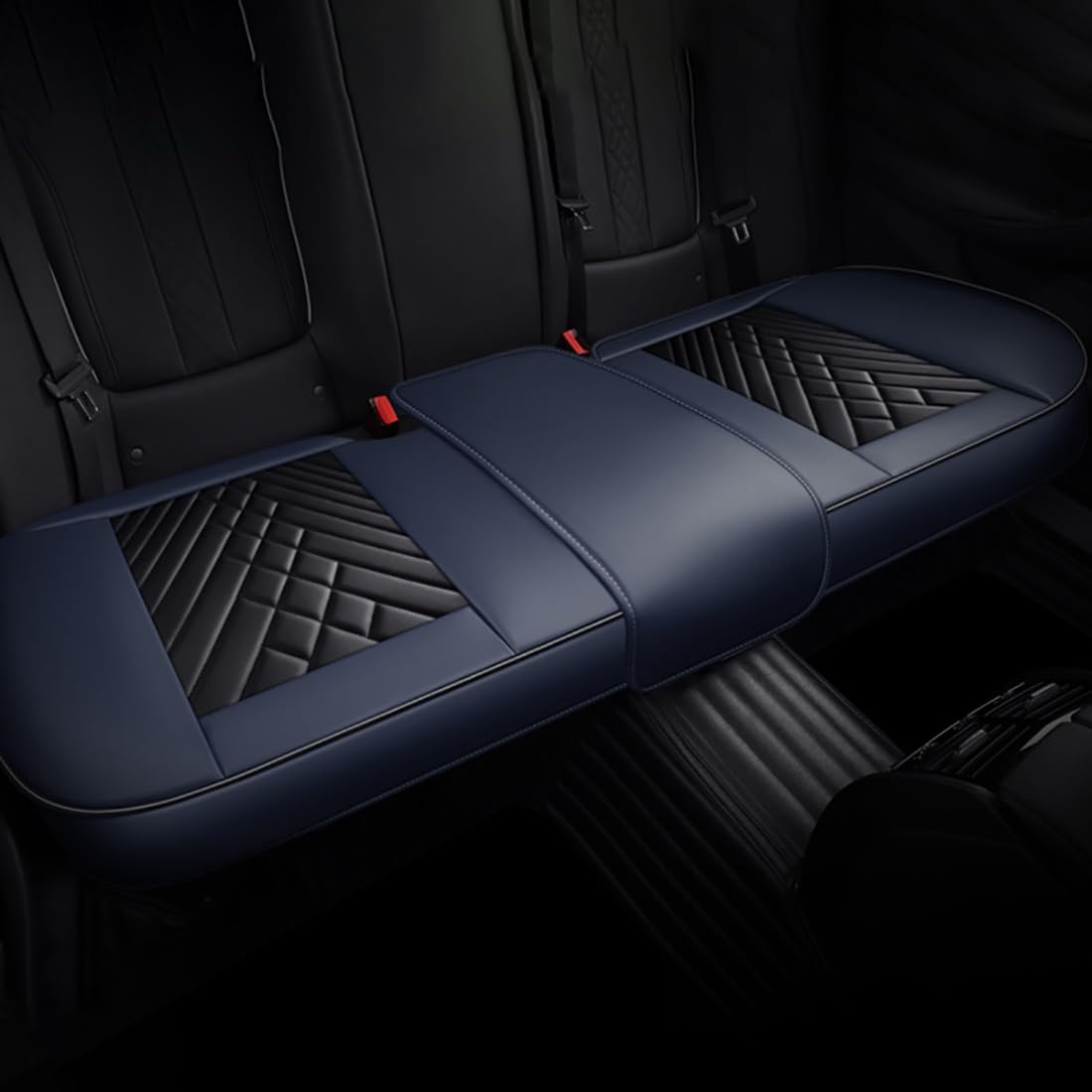 Autositzbezug für Peugeot 301 2014-2018,rutschfestes Sitzpolster,Autositzschoner, Black-Blue- 1 Rear seat von Zyfwzc