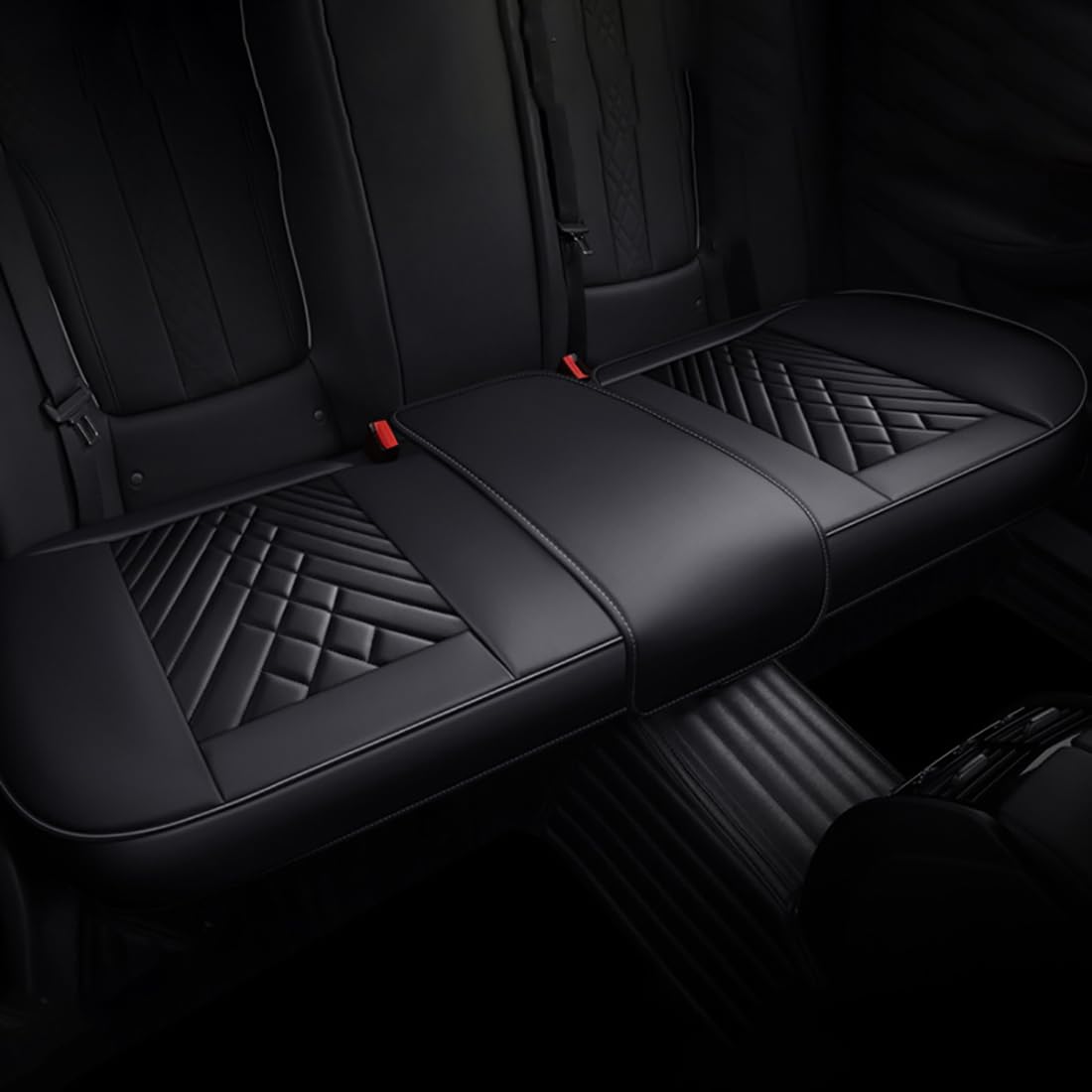 Zyfwzc Autositzbezug für Audi R8 2016-2018,rutschfestes Sitzpolster,Autositzschoner,Black-Black- 1 Rear seat von Zyfwzc