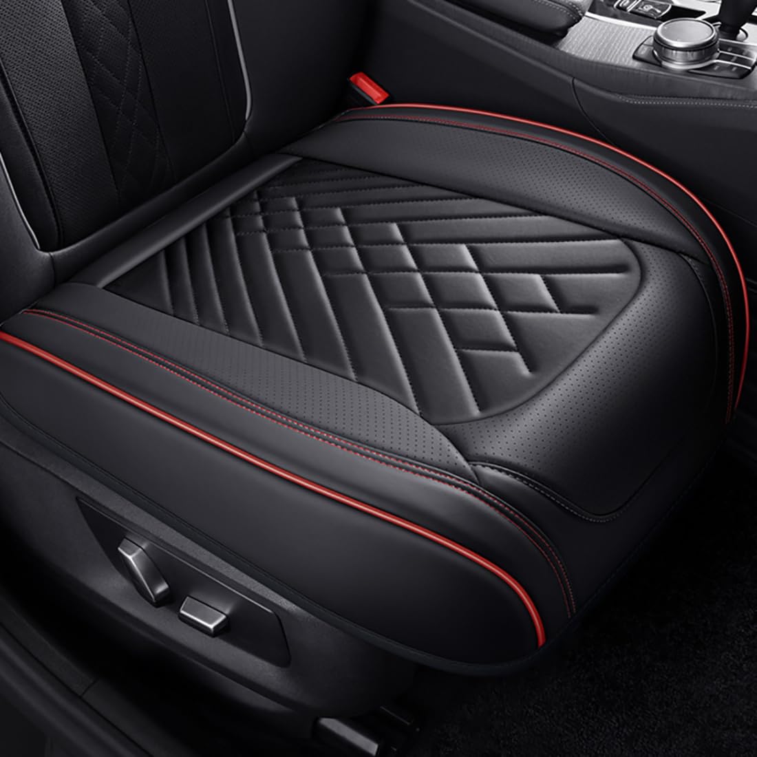 Zyfwzc Autositzbezug für Audi R8 2016-2018,rutschfestes Sitzpolster,Autositzschoner,Black-red-1 Front seat von Zyfwzc