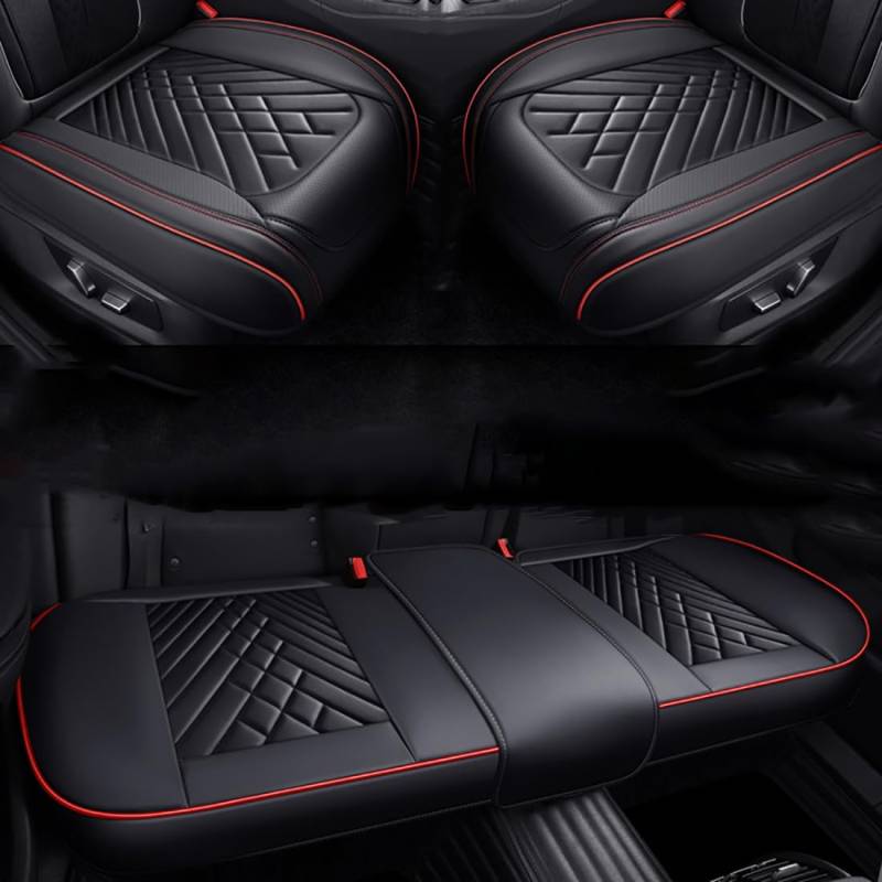 Zyfwzc Autositzbezug für Hyundai Tucson 2015-2018,rutschfestes Sitzpolster,Autositzschoner,Black-red- Three-Piece Set von Zyfwzc