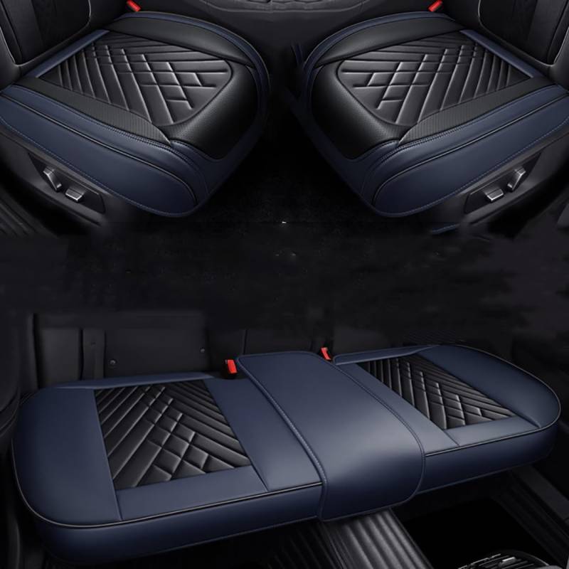 Zyfwzc Autositzbezug für Renault Latitude 2010-2015,rutschfestes Sitzpolster,Autositzschoner, Black-Blue- Three-Piece Set von Zyfwzc